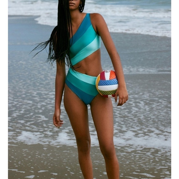 Beach Riot Joyce One Shoulder Color Block One Piece Swimsuit - Picture 10 of 11